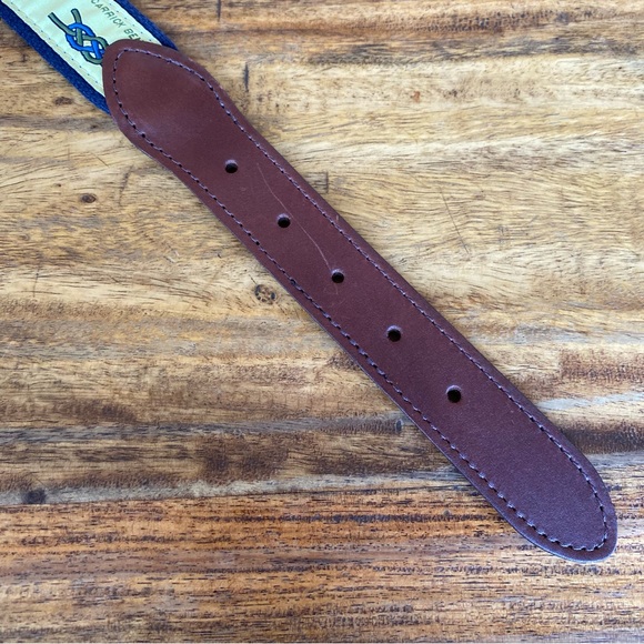 The Belted Cow Nautical Knots Leather Tab Belt Yellow Navy Mens Size 32, 34 men - Picture 6 of 10